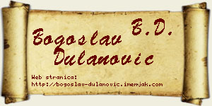 Bogoslav Dulanović vizit kartica